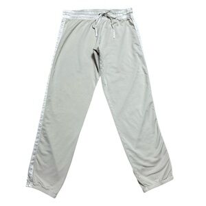 PJ HARLOW French terry jogger pants size Large cream satin trim